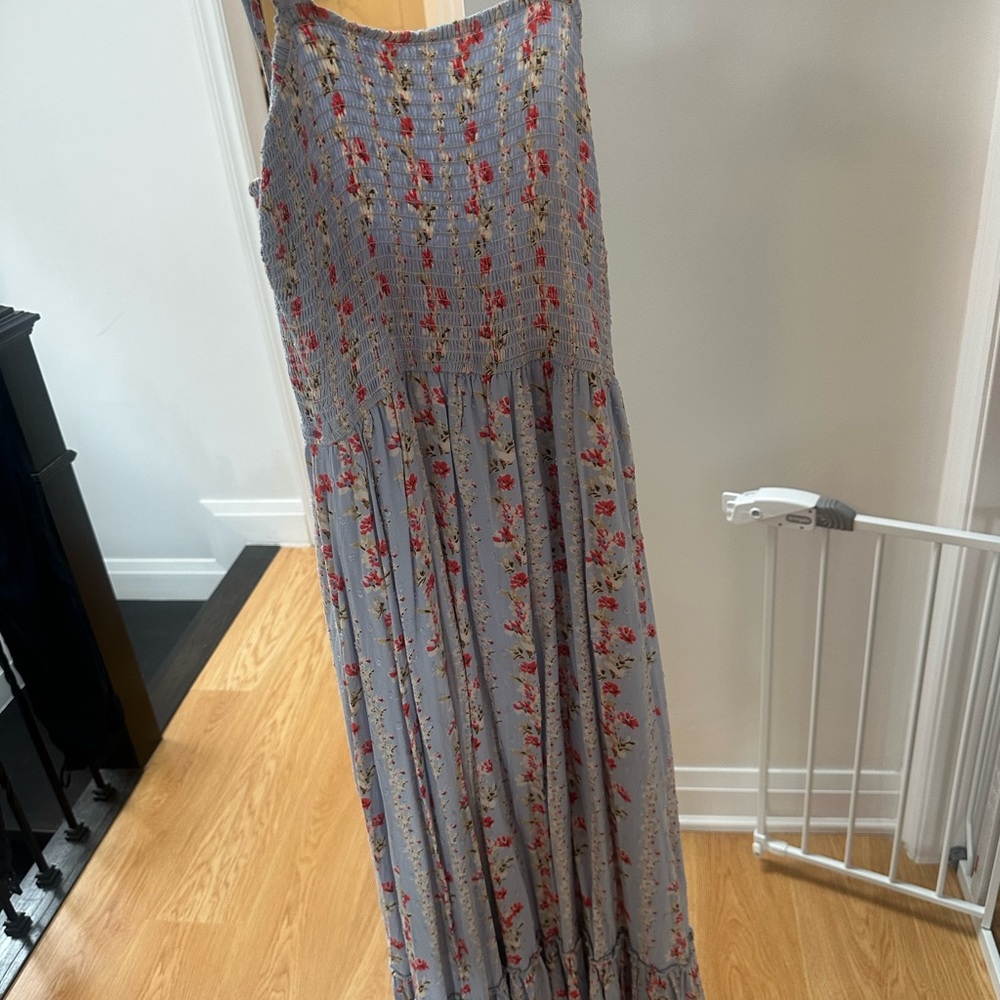 Floral Maxi Dress in Gray and Red